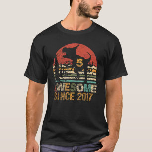 5 Year Old Kids Boy Awesome Since 2017 5th Birthda T-Shirt