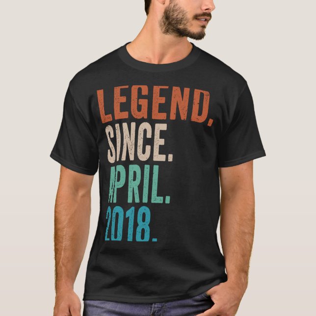 5 Year Old  Legend Since April 2018 5th Birthday T-Shirt (Front)