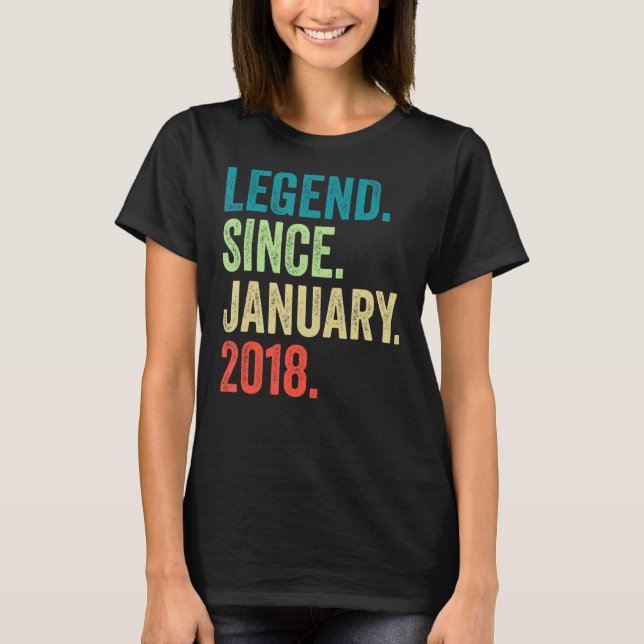 5 Year Old Legend Since January 2018 5th Birthday  T-Shirt (Front)