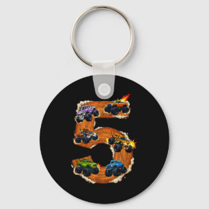 5 year old monster truck boy toddler 5th birthday5 keychain