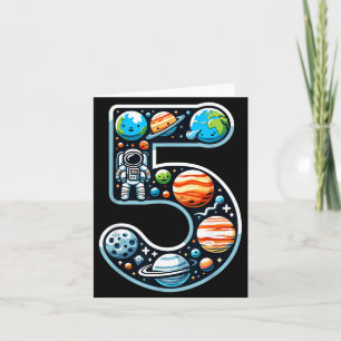 5 Year Old Outer Space Astronaut 5th Birthday Boy Card