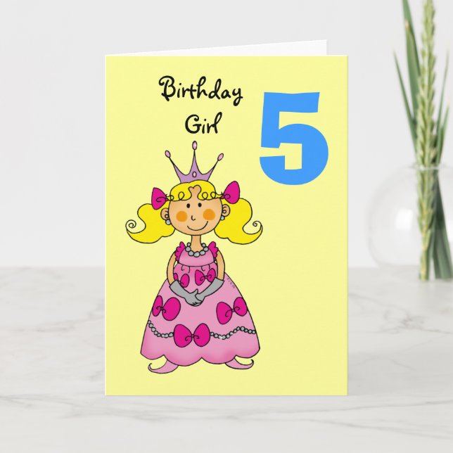 5 year old princess (blonde hair) card (Front)