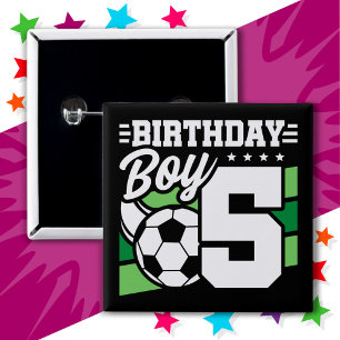 5 Year Old Soccer Football Party 5th Birthday Boy 2 Inch Square Button