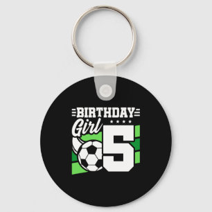 5 Year Old Soccer Football Party 5th Birthday Girl Keychain