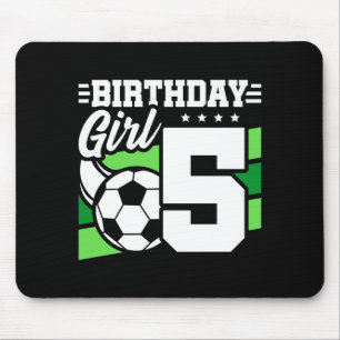 5 Year Old Soccer Football Party 5th Birthday Girl Mouse Pad