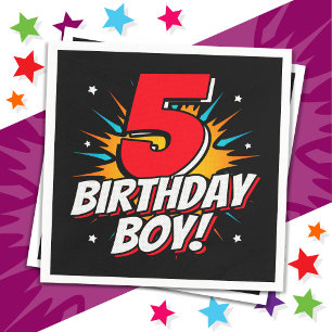 5 Year Old Superhero Birthday Boy 5th Birthday Napkin