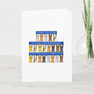 5 Year Work Anniversary Congratulations Cats Card
