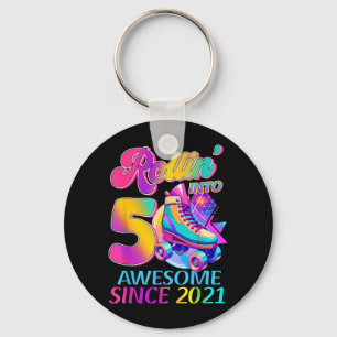 5 Years Awesome Since 2021 Hockey Theme Birthday 1 Keychain