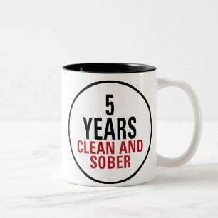 5 Years Clean and Sober Two-Tone Coffee Mug