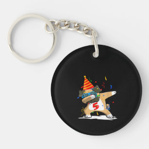 5 Years Dabbing Pug Dog Lover Birthday Keychain