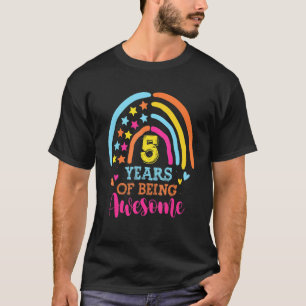 5 Years Of Being Awesome 5th Birthday Hand Draw Ra T-Shirt