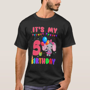 5 Years Old 5th Birthday Elephants Girls Awesome S T-Shirt