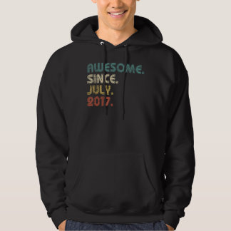 5 Years Old  Awesome Since July 2017 5th Birthday Hoodie