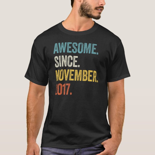 5 Years Old Awesome Since November 2017 5th Birthd T-Shirt (Front)