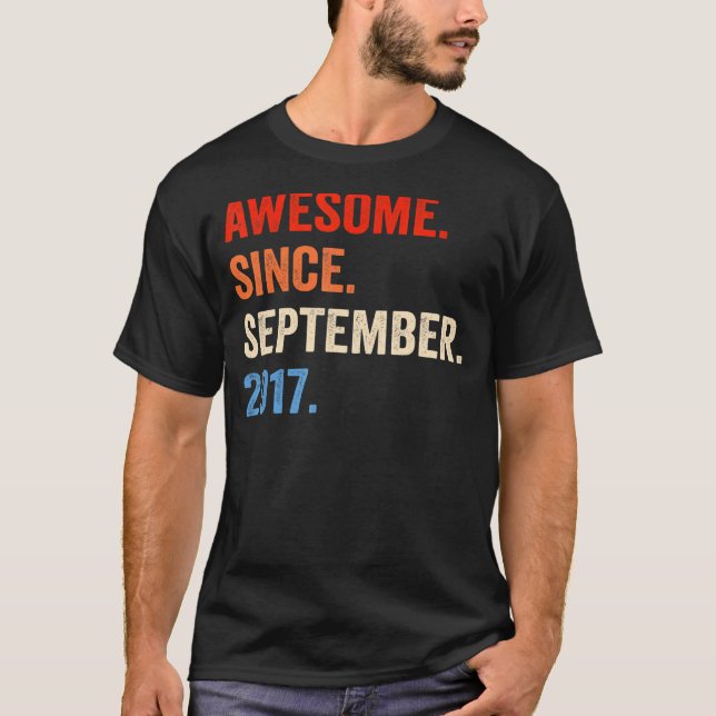 5 Years Old  Awesome Since September 2017 5th Birt T-Shirt (Front)
