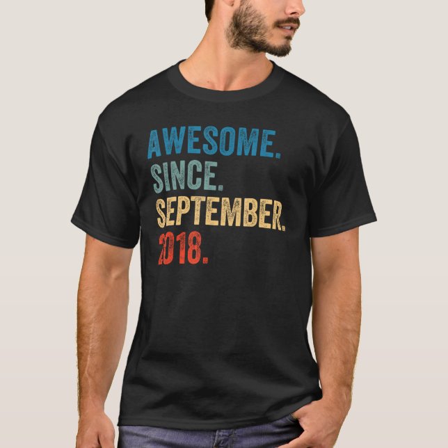 5 Years Old Awesome Since September 2018 5th Birth T-Shirt (Front)