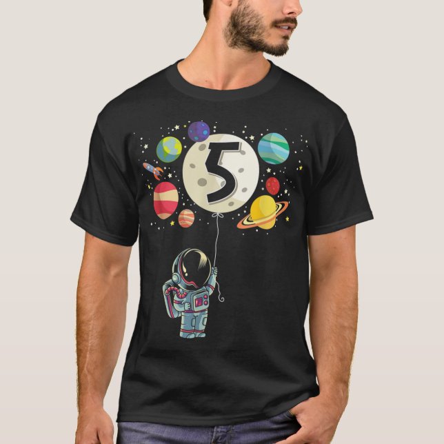 5 Years Old Birthday Boy Astronaut 5th Birthday T-Shirt (Front)