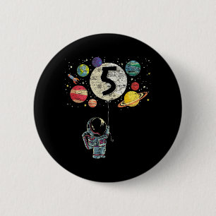 5 Years Old Birthday Boy Gifts Astronaut 5th Birth 2 Inch Round Button