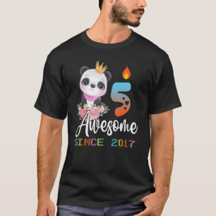 5 Years Old Birthday Panda Party Kids Boys Girls T-Shirt