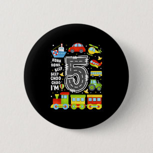 5 Years Old Boys Girls Kids 5th Birthday Transport 2 Inch Round Button