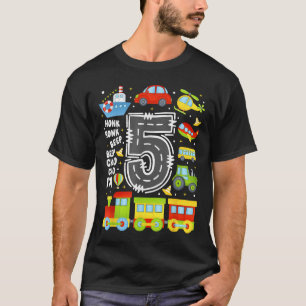 5 Years Old Boys Girls Kids 5th Birthday Transport T-Shirt