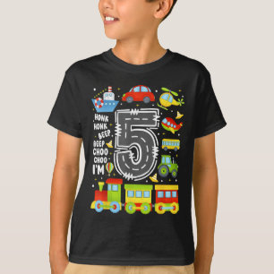 5 Years Old Boys Girls Kids 5th Birthday Transport T-Shirt