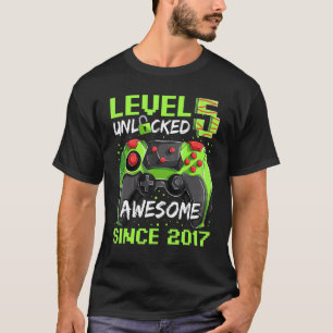 5 Years Old Gamer Boy Birthday Awesome Since 2017 T-Shirt