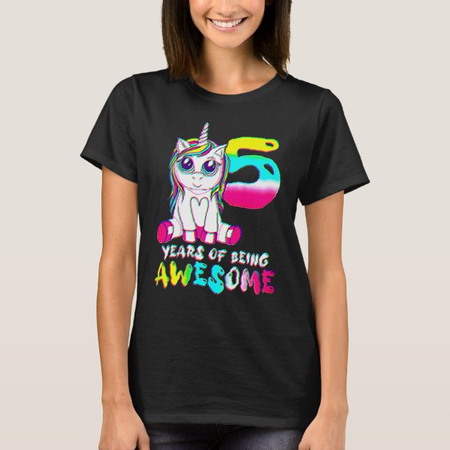 5 Years Old Girl Cute Unicorn 5th Birthday Classic T-Shirt (Front)
