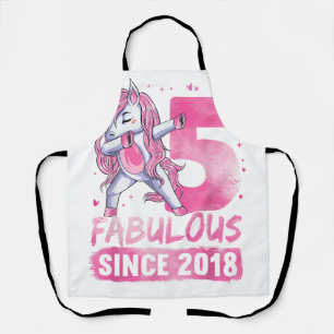 5 Years Old Unicorn Dabbing 5th Birthday Girl Unic Apron