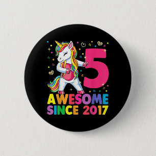 5 Years Old Unicorn Flossing 5th Birthday Girl Uni 2 Inch Round Button