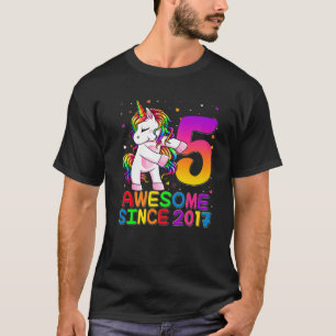5 Years Old Unicorn Flossing 5Th Birthday Girl Uni T-Shirt