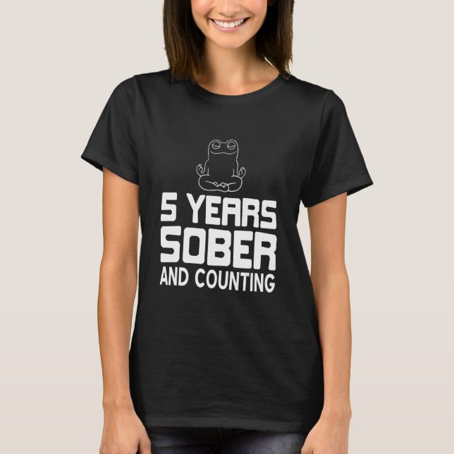 5 Years Sober And Counting Retro Sobriety T-Shirt  (Front)
