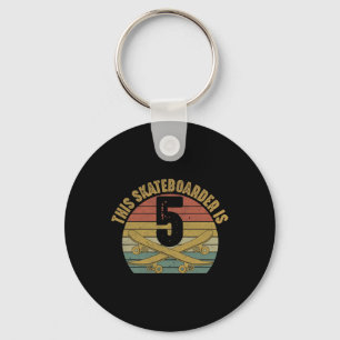 5 Yr Old Skateboarder Skateboarding 5th Birthday S Keychain