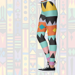5b colourful stripes and triangles leggings