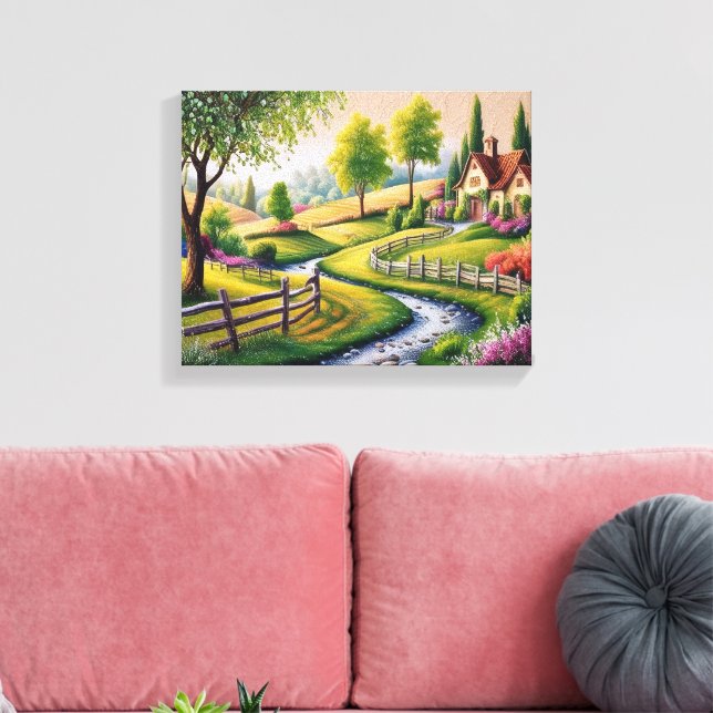 5D DIY Diamond Painting Kit – Countryside Villa  Canvas Print (Insitu(LivingRoom))