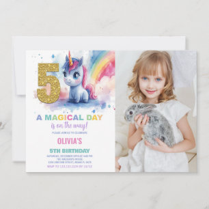 5e anniversaire Unicorn Birthday Invitations photo