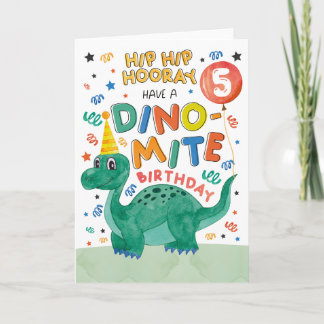 5e carte d'anniversaire de Dinosaur | Dinosaure im