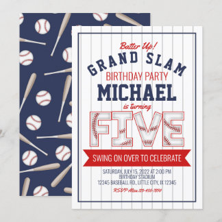 5e Invitation d'anniversaire de baseball