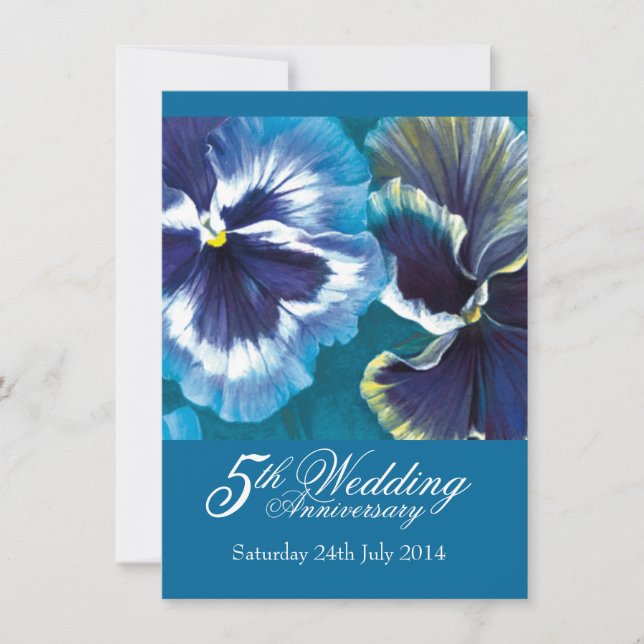 5e mariage Invitation bleu turquoise (Devant)