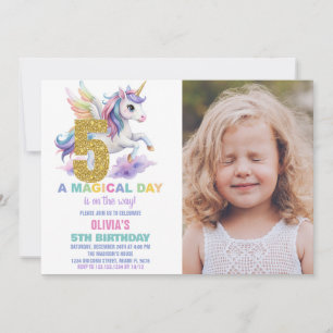 5e Rainbow Unicorn Invitations Anniversaire avec p