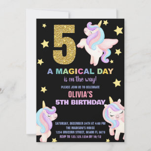 5e Rainbow Unicorn Invitations Anniversaire Vol