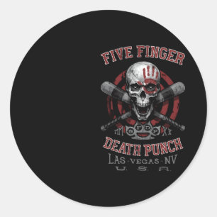 5Fdp Baseball Skull Classic Round Sticker