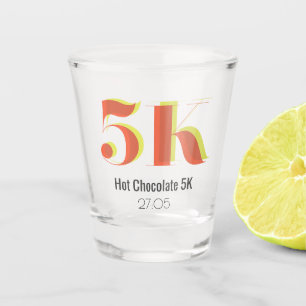 5k Race Running Celebration Bold Yellow Red Text Shot Glass