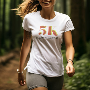 5k Race Running Celebration Bold Yellow Red Text T-Shirt