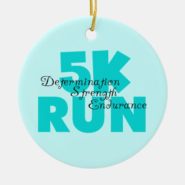 5K Run Aqua Sports Running Ceramic Ornament (Front)
