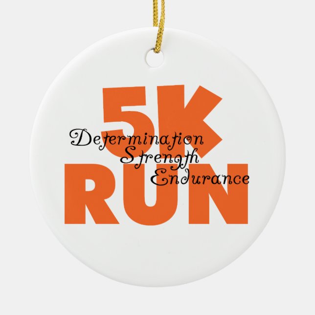 5K Run Orange Ceramic Ornament (Front)