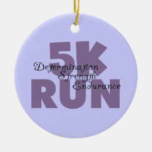 5K Run Purple Ceramic Ornament