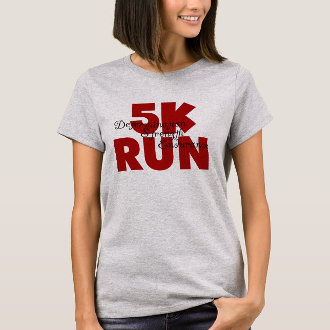5K Run Red Running Sports Athletics T-Shirt (Front)