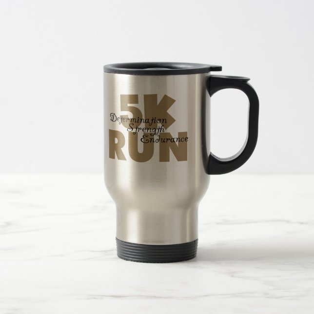 5K Run Tan Travel Mug (Right)