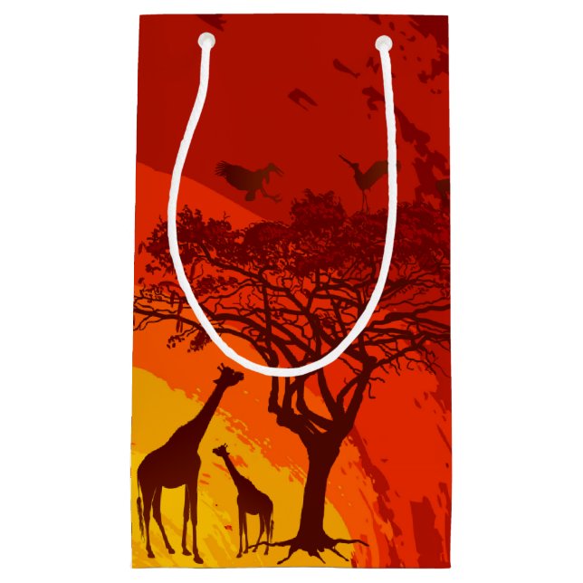 5lx3wx8.5h Petit sac cadeau Safari Africain Giraff (Devant)